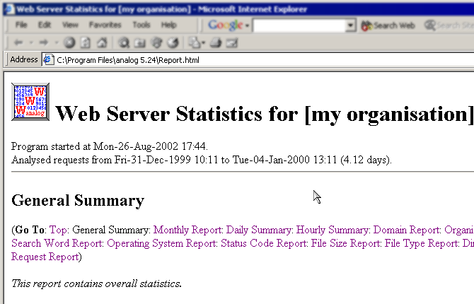 Double-click 'Report.html' and you should see your first analog report open in your default web browser.
