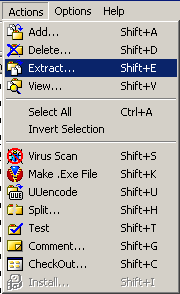 Select your decompression utility's <code>Extract</code> action.